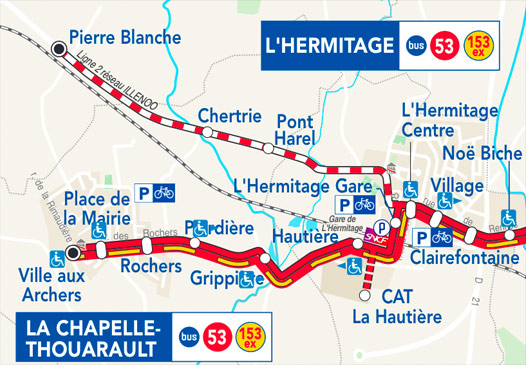 Plan de la ligne de bus 53